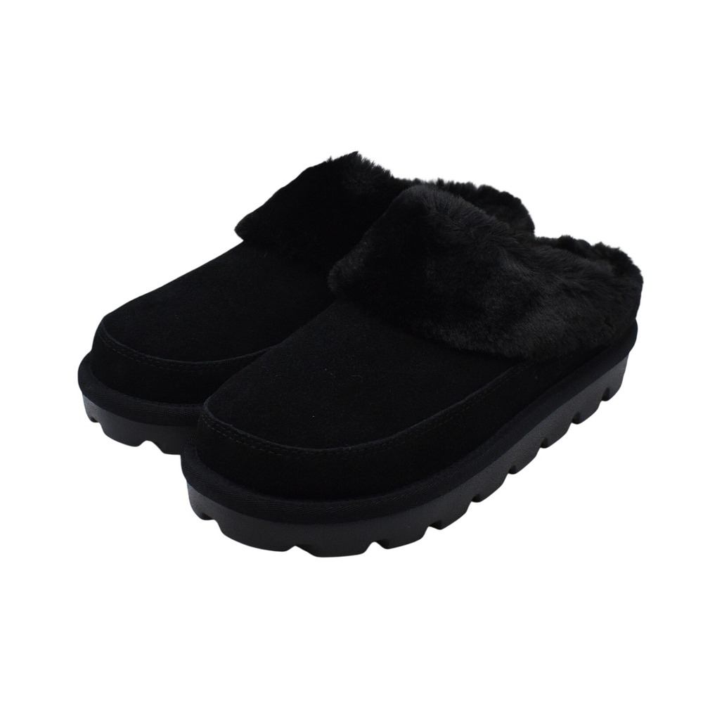 Koolaburra by UGG Tizzey Clog Slippers Women's Size 10 Black Suede Faux Fur NEW